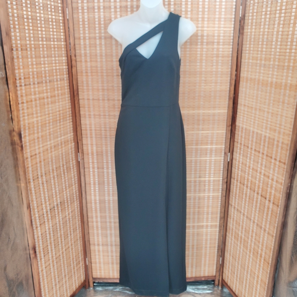 ♧ RACHEL Rachel Roy Lara Black One Shoulder Maxi Gown Size Small NWT